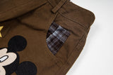 DAXUEN Wide-leg pants with cartoon character embroidery and plaid fabric