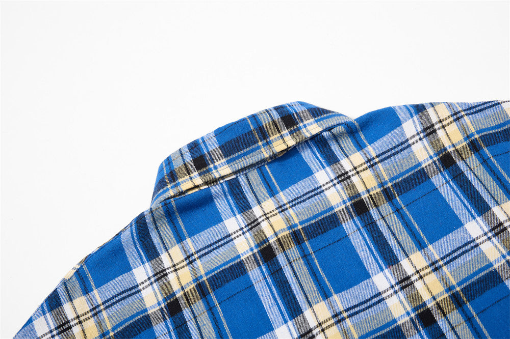 DAXUEN Relaxed-fit short-sleeved plaid button-up shirt
