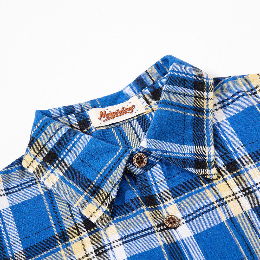DAXUEN Relaxed-fit short-sleeved plaid button-up shirt