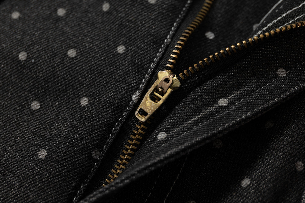 DAXUEN Dark grey wide-leg cropped cargo pants with polka dots