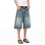 DAXUEN Men's loose-fit wide-leg denim shorts