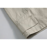 DAXUEN Wide-leg cargo shorts in light greige and dark charcoal grey