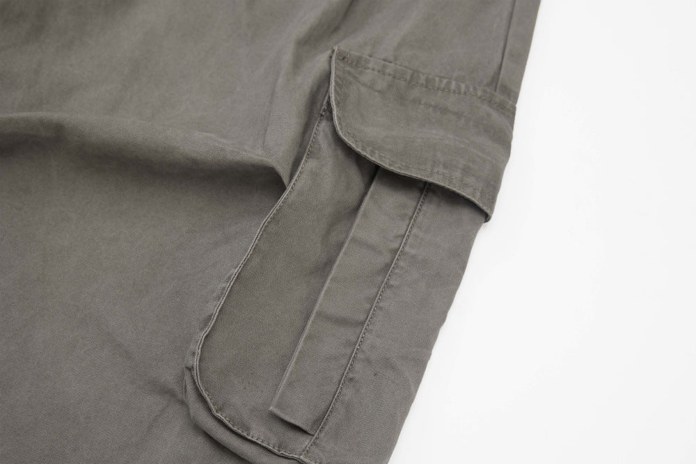 DAXUEN Layered wide-leg cargo shorts in olive-grey