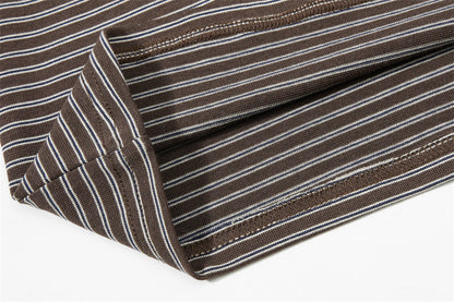 DAXUEN Retro striped mock neck short-sleeve t-shirt