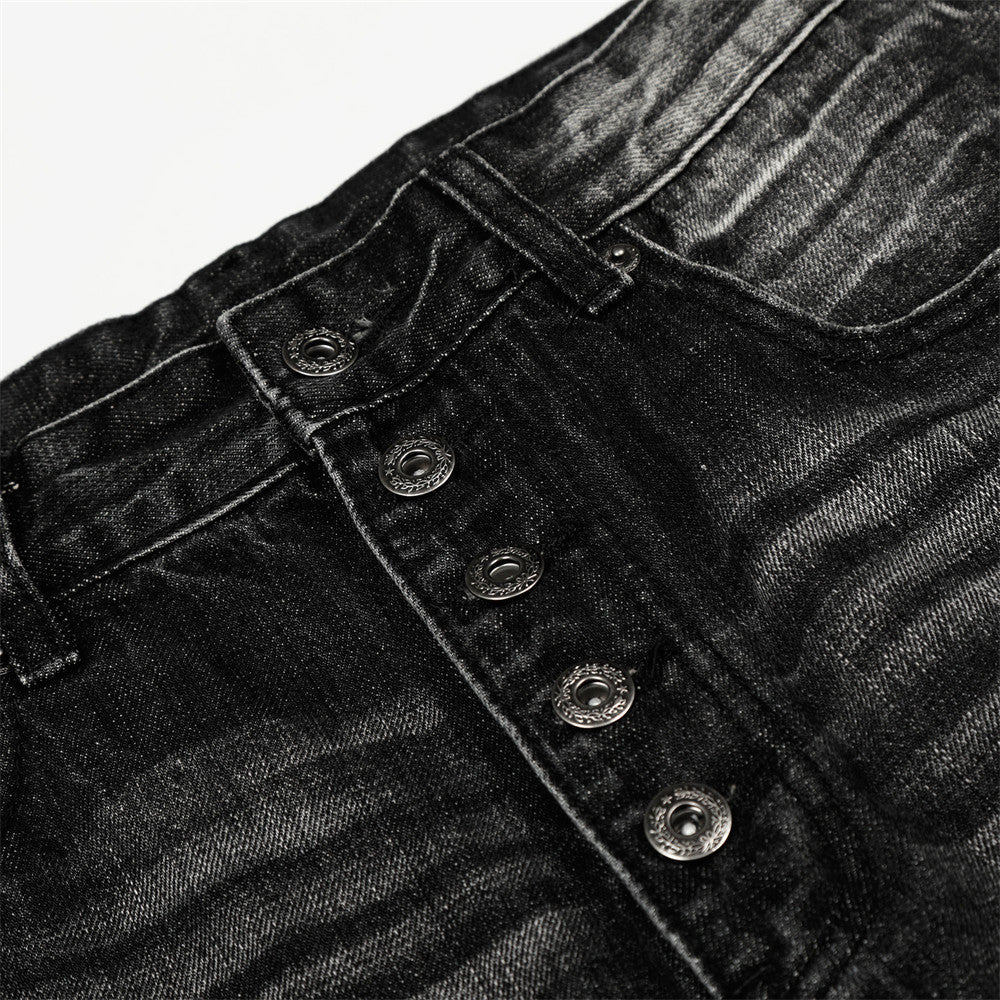DAXUEN Wide-leg denim jeans with gradient wash and button fly