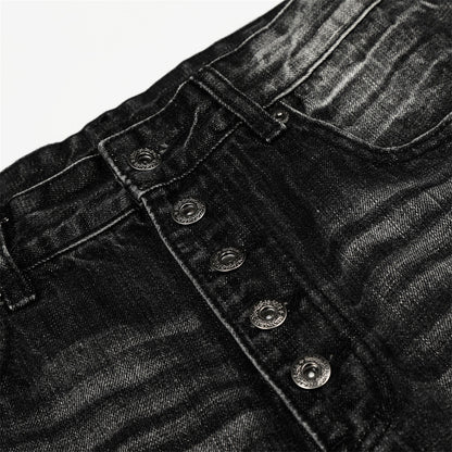 DAXUEN Wide-leg denim jeans with gradient wash and button fly