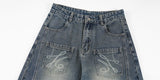 DAXUEN Loose-fitting wide-leg denim jeans with embroidered pockets