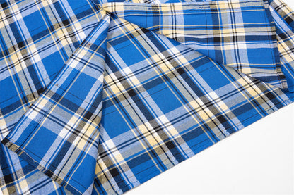DAXUEN Relaxed-fit short-sleeved plaid button-up shirt