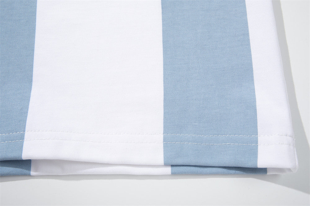 DAXUEN Short-sleeved vertical stripe polo shirt