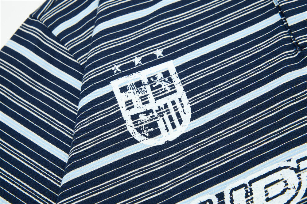 DAXUEN Navy and light blue striped polo shirt