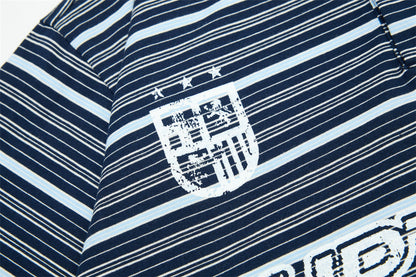 DAXUEN Navy and light blue striped polo shirt
