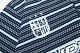 DAXUEN Navy and light blue striped polo shirt