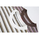 DAXUEN white and brown striped relaxed-fit t-shirt