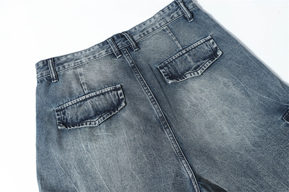 DAXUEN Faded blue wide-leg cargo shorts