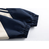 DAXUEN navy color block embroidered crest track jacket