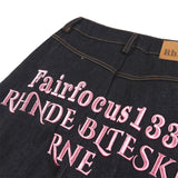 DAXUEN Wide-leg dark denim pants with embroidery