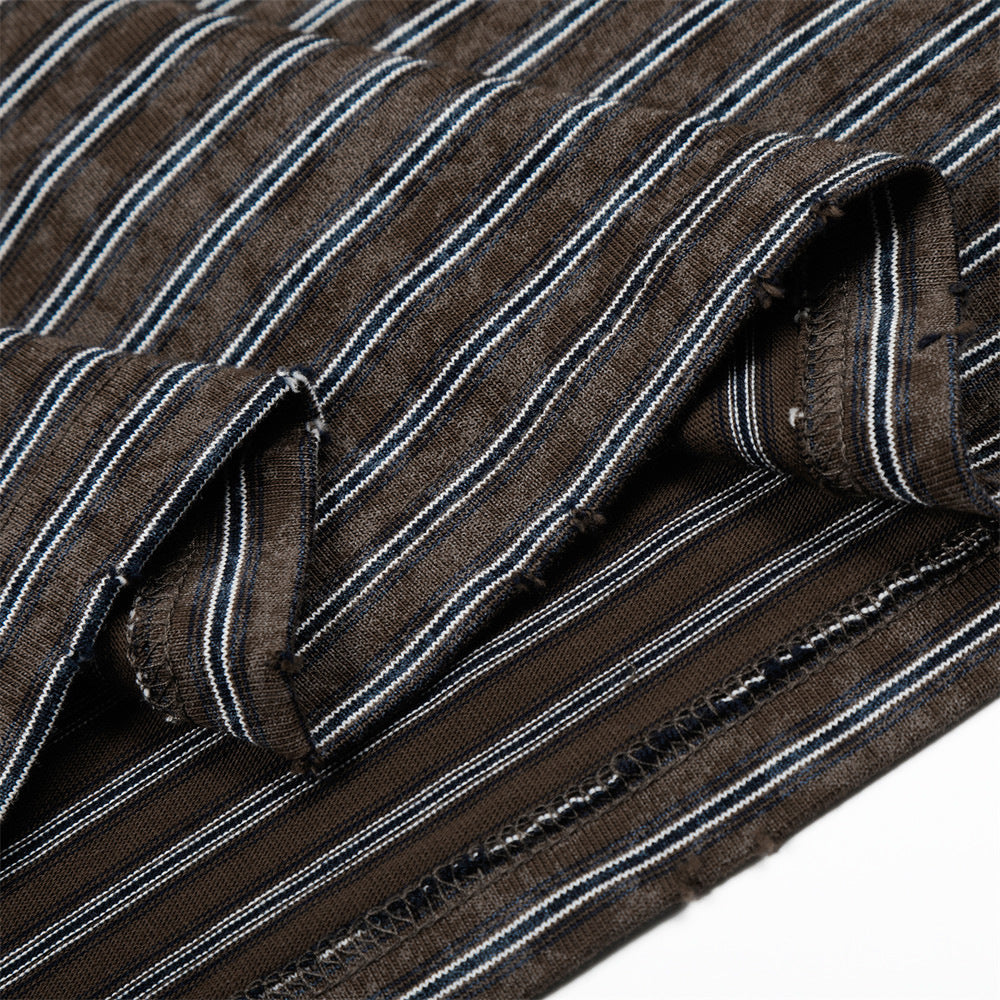 DAXUEN Boxy striped short-sleeve T-shirt with raw edges