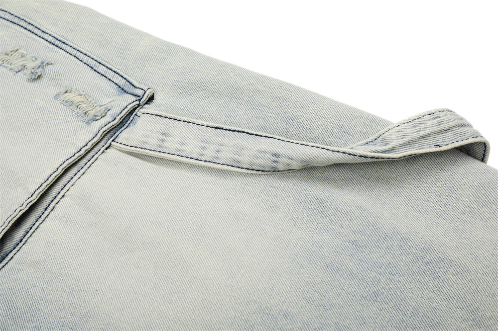 DAXUEN Men's loose-fit wide-leg acid-washed cargo shorts