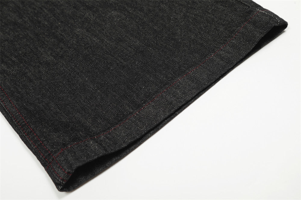 DAXUEN Wide-leg denim trousers with red stitching