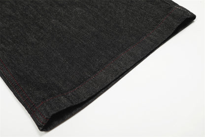 DAXUEN Wide-leg denim trousers with red stitching