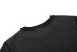 DAXUEN Black short-sleeved t-shirt with distressed text and graphics