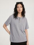 DAXUEN heathered khaki button-up henley t-shirt