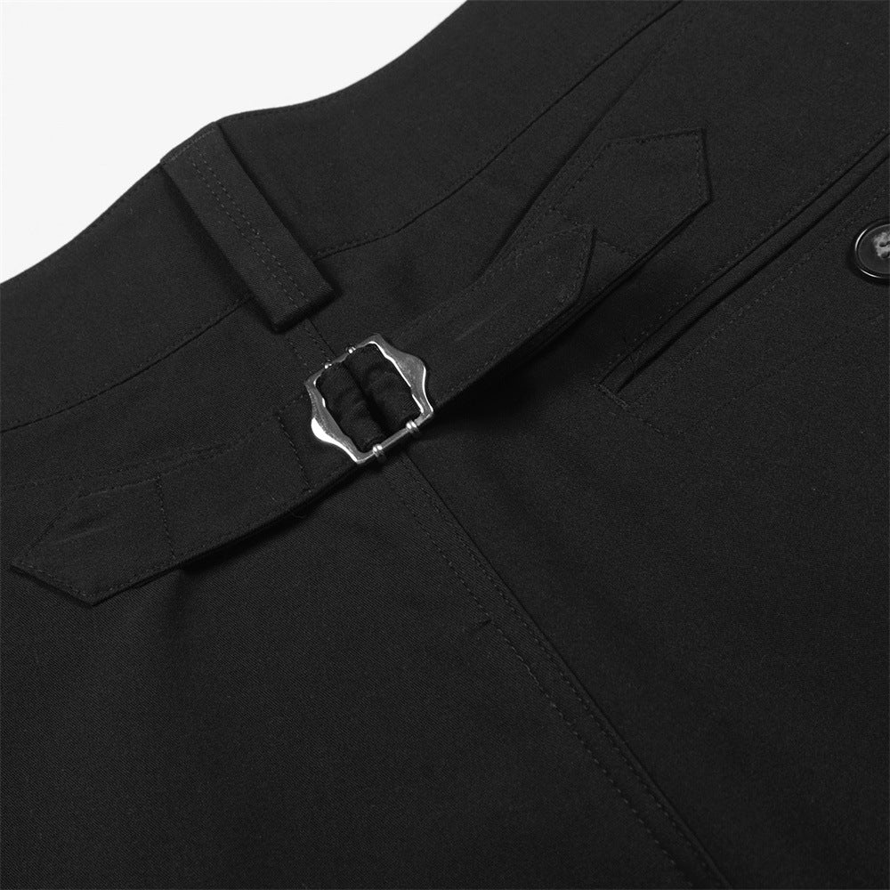 DAXUEN Black wide-leg cropped trousers with pleats and studs