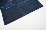 DAXUEN Short-sleeved faded denim shirt with graphic text
