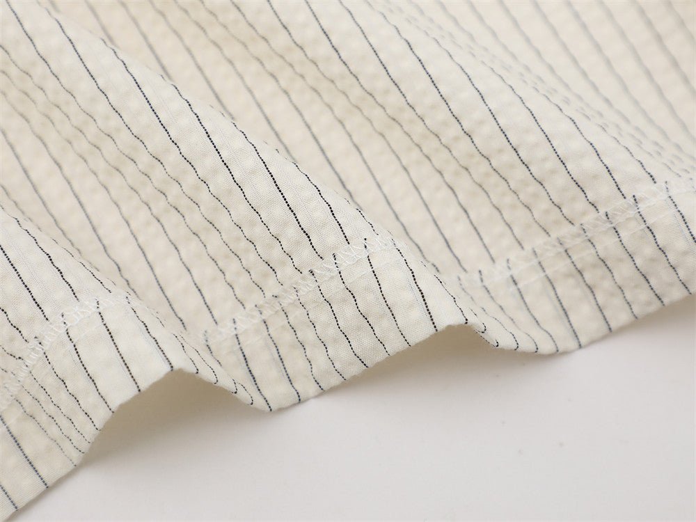 DAXUEN Short-sleeved button-up shirt with pinstripes and embroidery