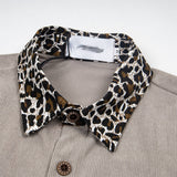 DAXUEN Leopard print embroidered button-up shirt