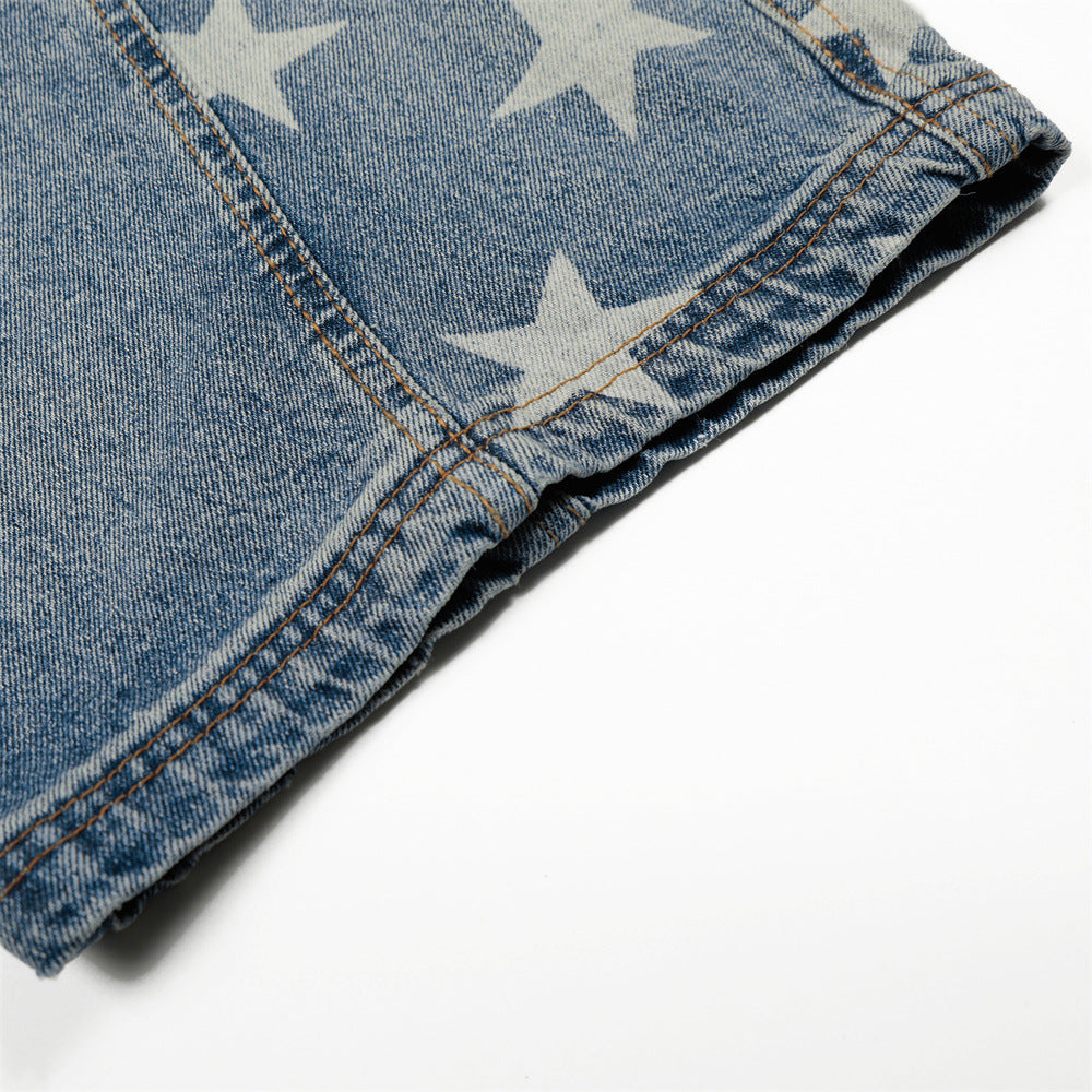 DAXUEN High-waisted wide-leg denim jeans with star prints