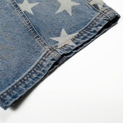 DAXUEN High-waisted wide-leg denim jeans with star prints
