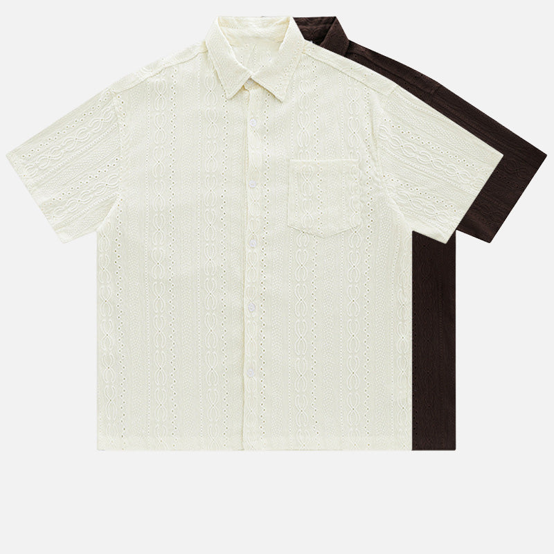 Vintage Textured Short-Sleeve Shirt