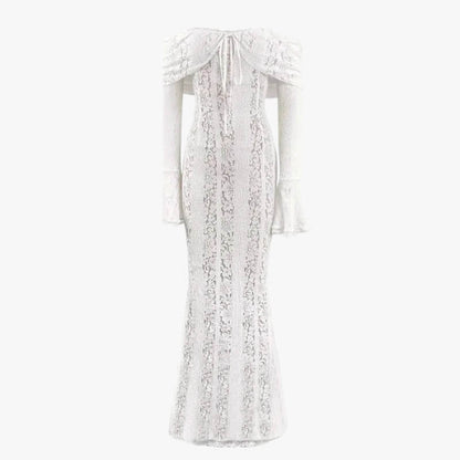 Off-Shoulder Lace Maxi Dress