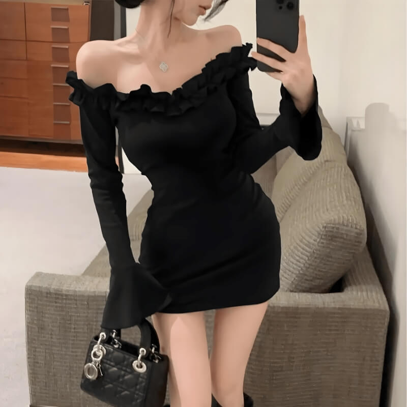 Off Shoulder Ruffle Mini Dress