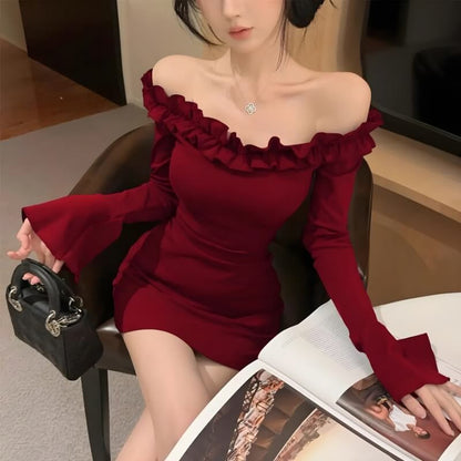 Off Shoulder Ruffle Mini Dress