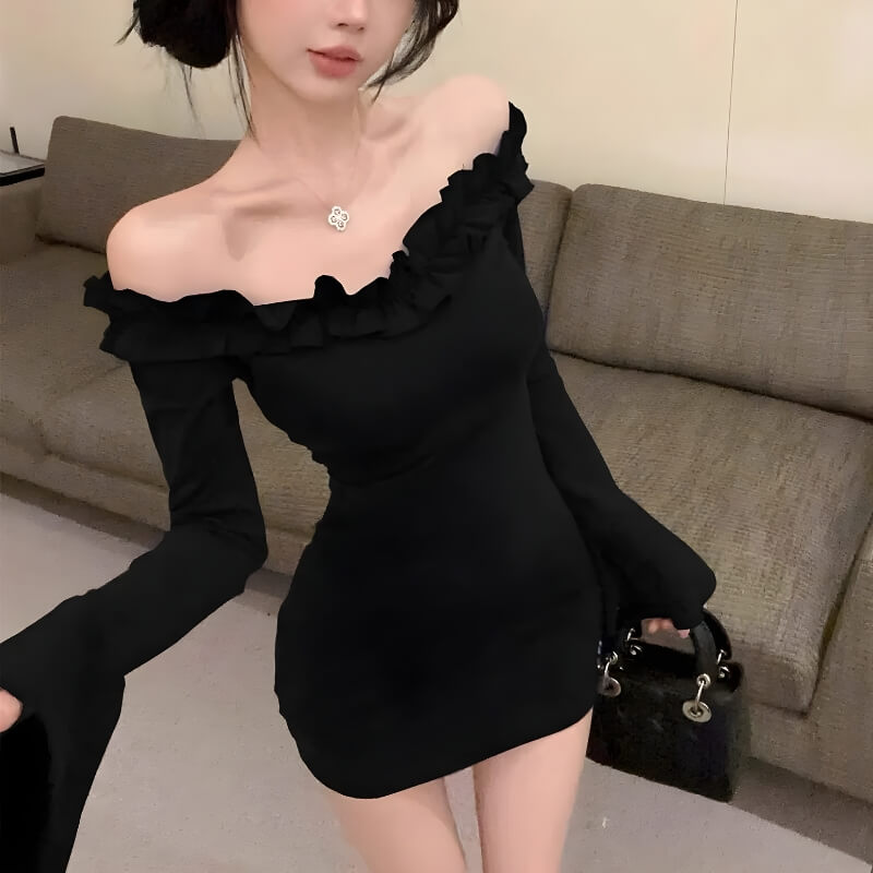 Off Shoulder Ruffle Mini Dress
