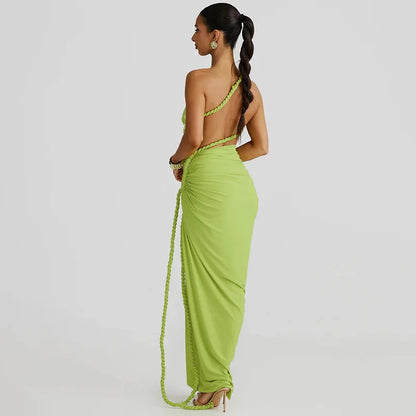 One Shoulder Ruched Maxi Dress