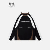 Oversized Splicing Color Long Sleeve T-shirt