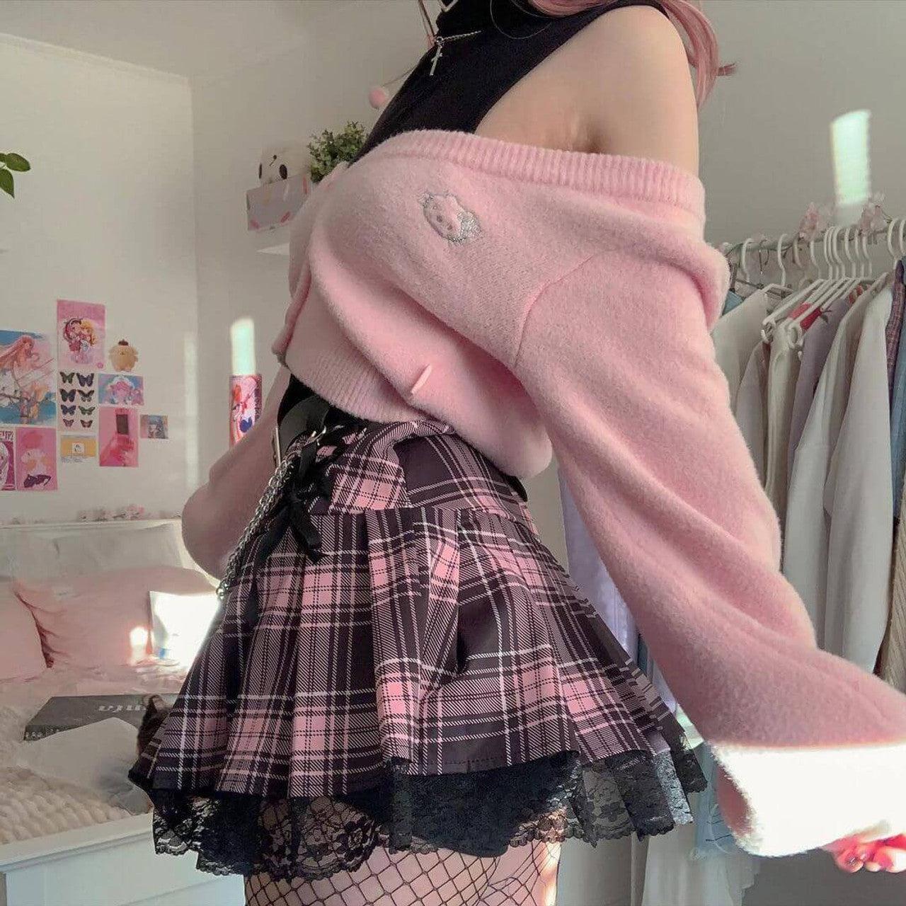 Pastel Goth Pleated Mini Skirt for Trendy Fashion Lovers