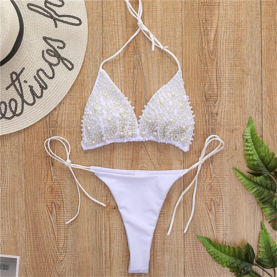 Pearl Beaded Bikini Set