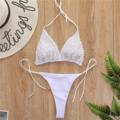 Pearl Beaded Bikini Set