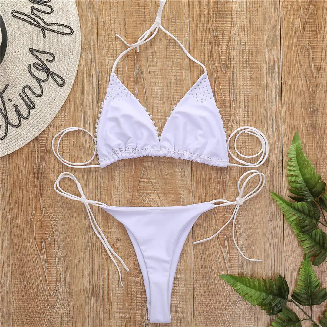 Pearl Beaded Bikini Set