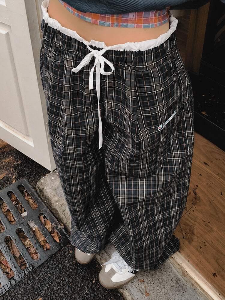Plaid Drawstring Sweatpants