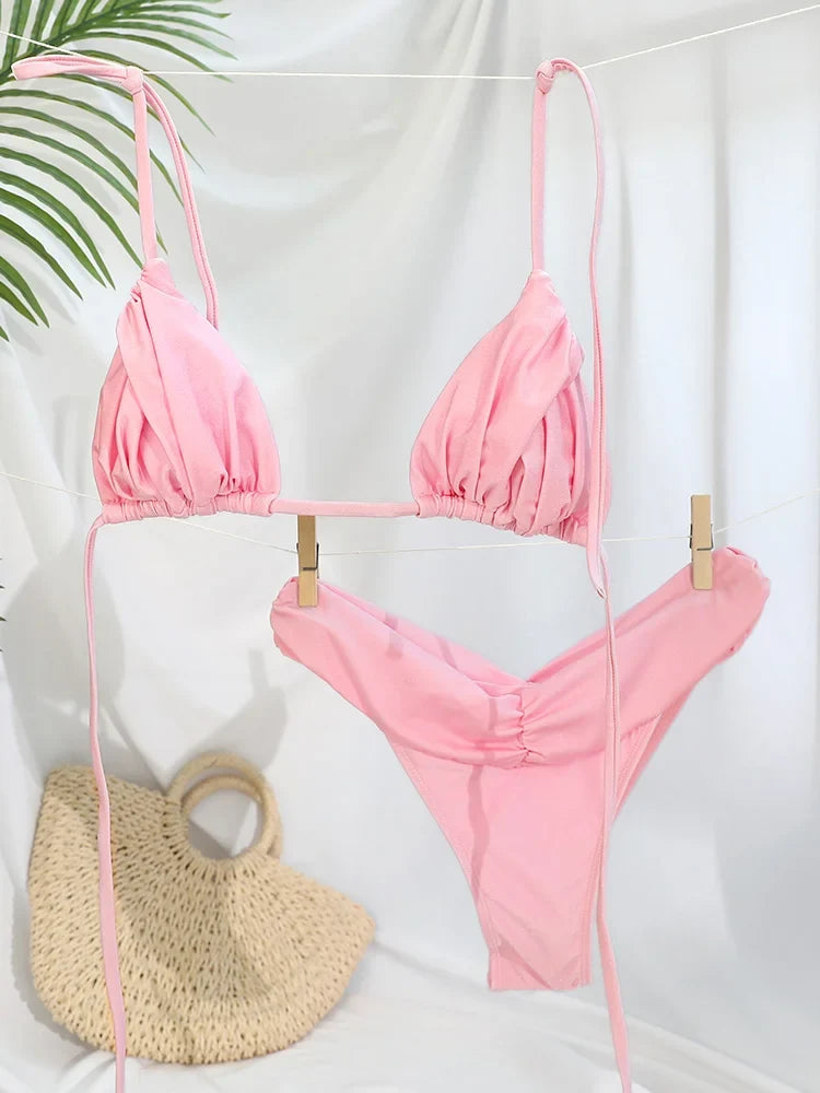 Pleated Bikini Set