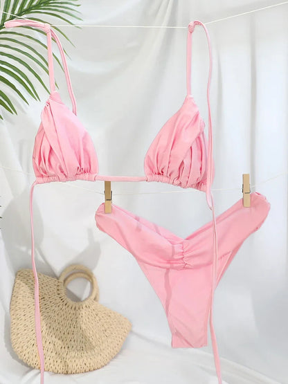 Pleated Bikini Set
