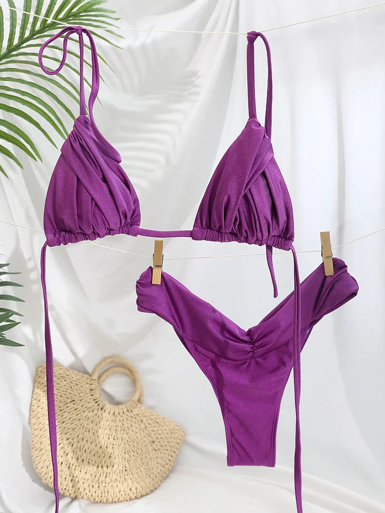 Pleated Bikini Set