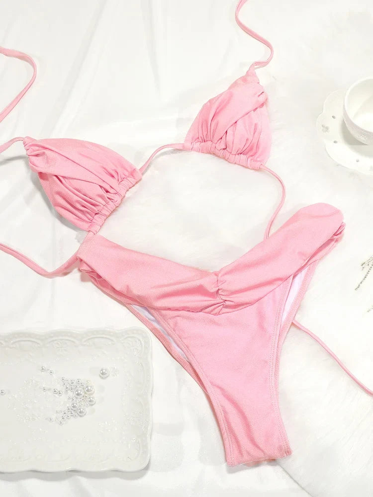 Pleated Bikini Set