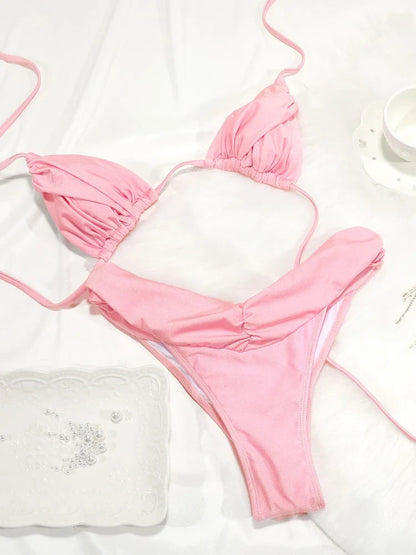 Pleated Bikini Set