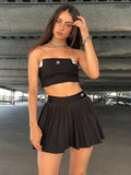 Black Pleated Mini Tennis Skirt